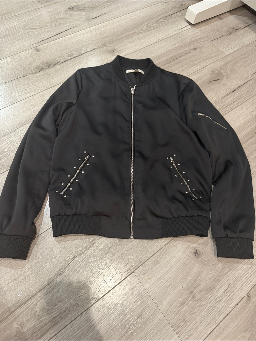 Urban Outfitters Black Studded Bomber Jacket